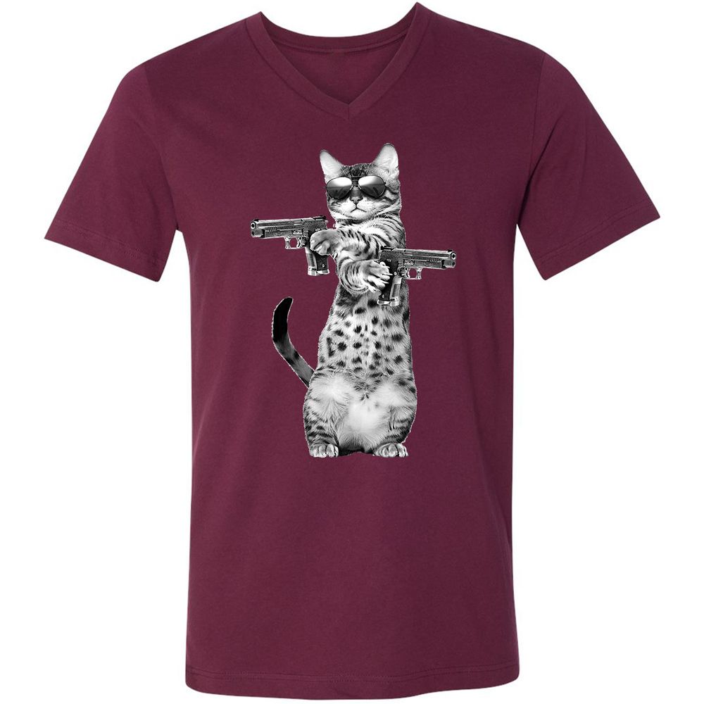 Unisex V-Neck T-Shirt - Q25L79X5 - Maroon - 6