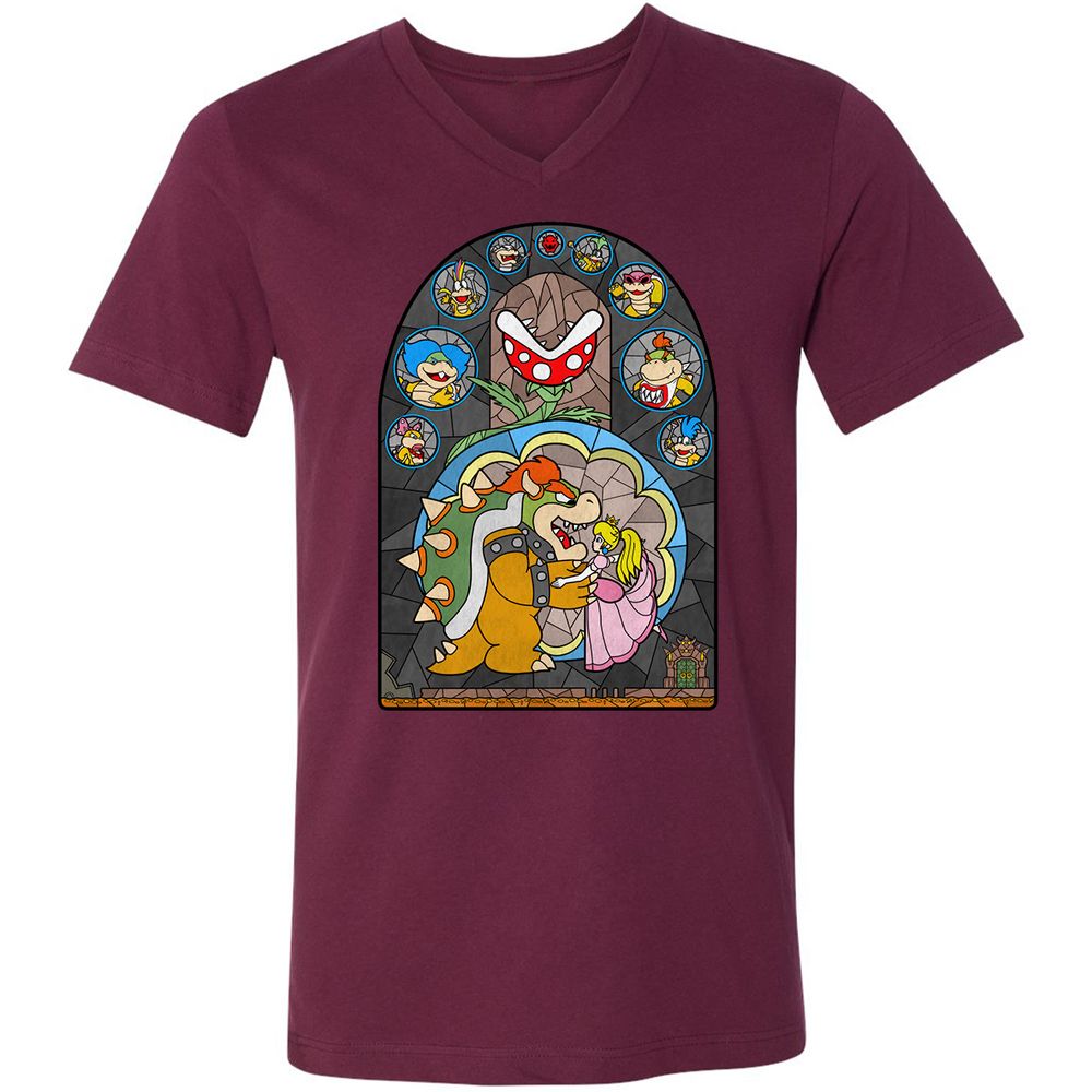 Unisex V-Neck T-Shirt - ZTB5GS8S - Maroon - 6