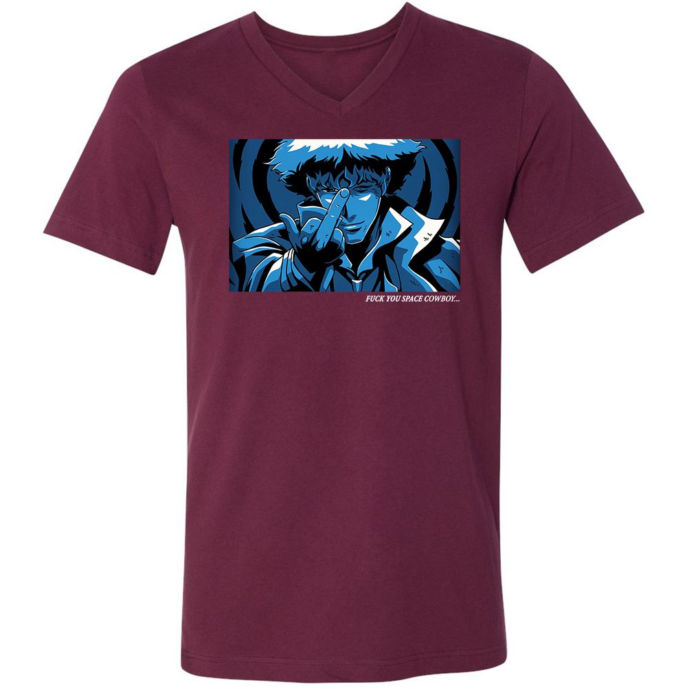 Unisex V-Neck T-Shirt - WTQ5LRAN - Maroon - 6