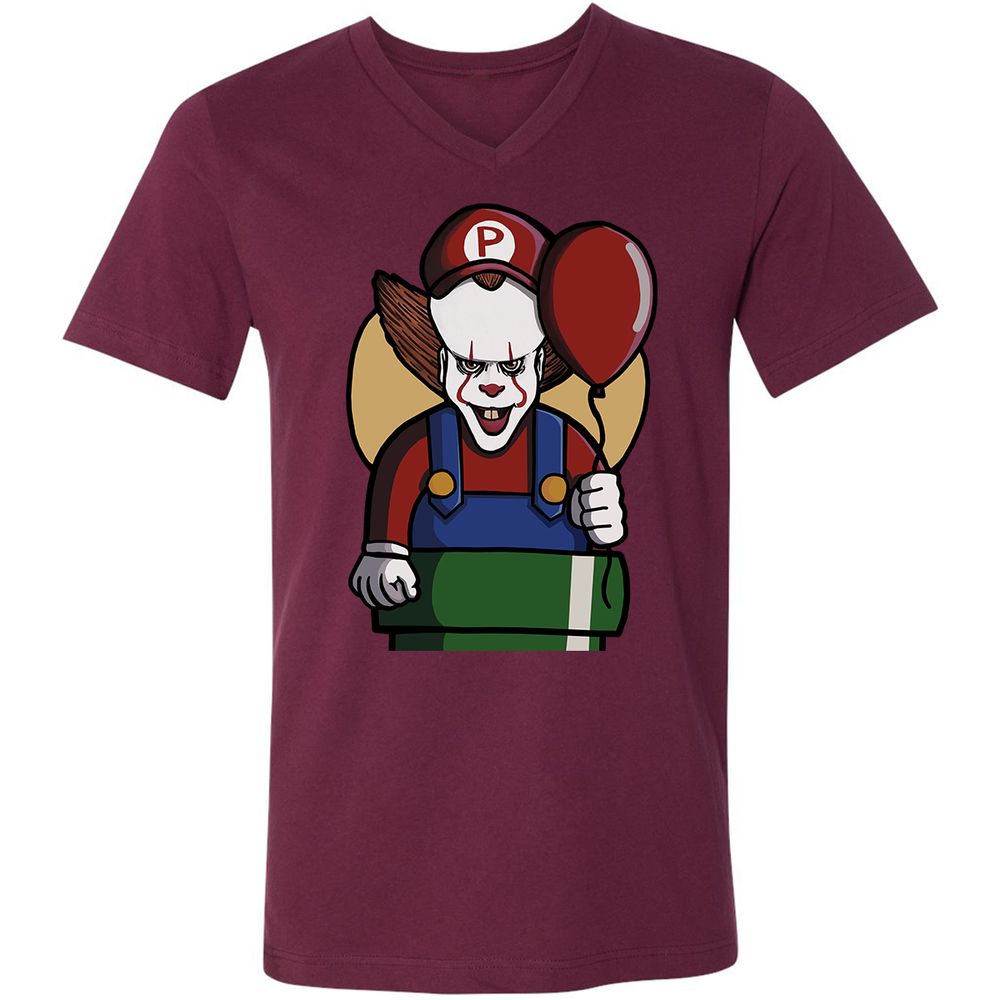 Unisex V-Neck T-Shirt - 1C2U4VSR - Maroon - 6