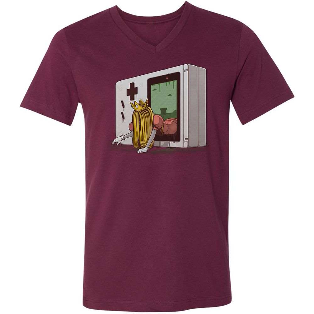Unisex V-Neck T-Shirt - 56XWS7CM - Maroon - 6