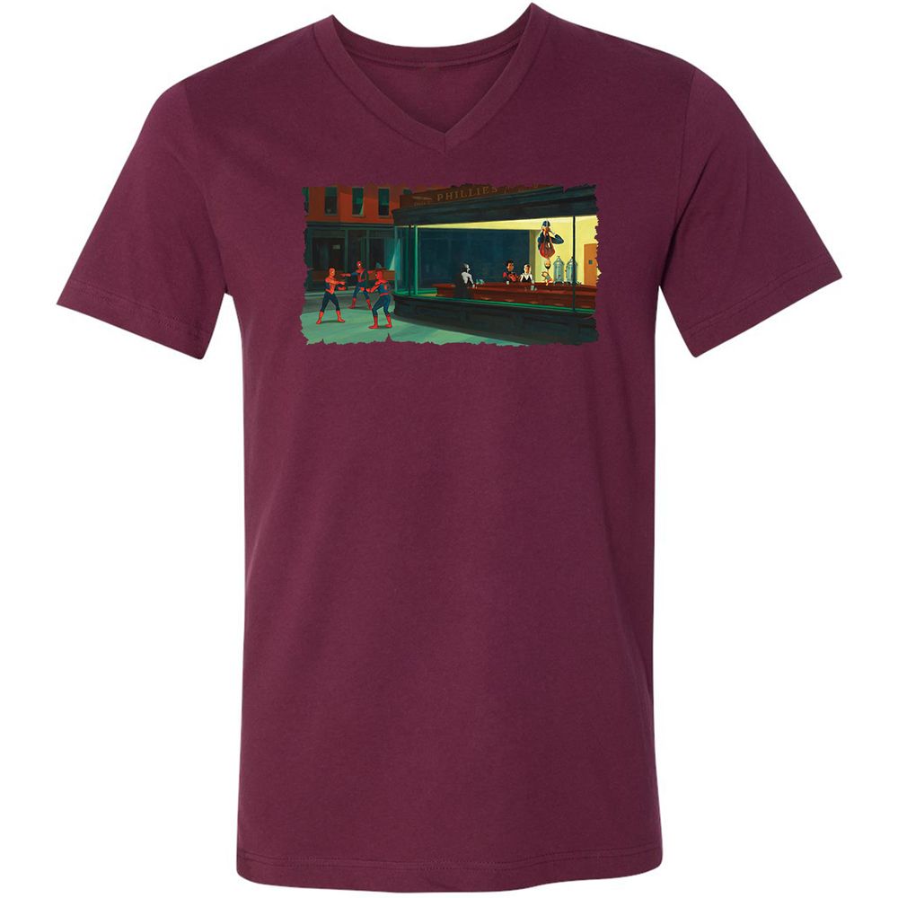 Unisex V-Neck T-Shirt - 7KHMLFJZ - Maroon - 6