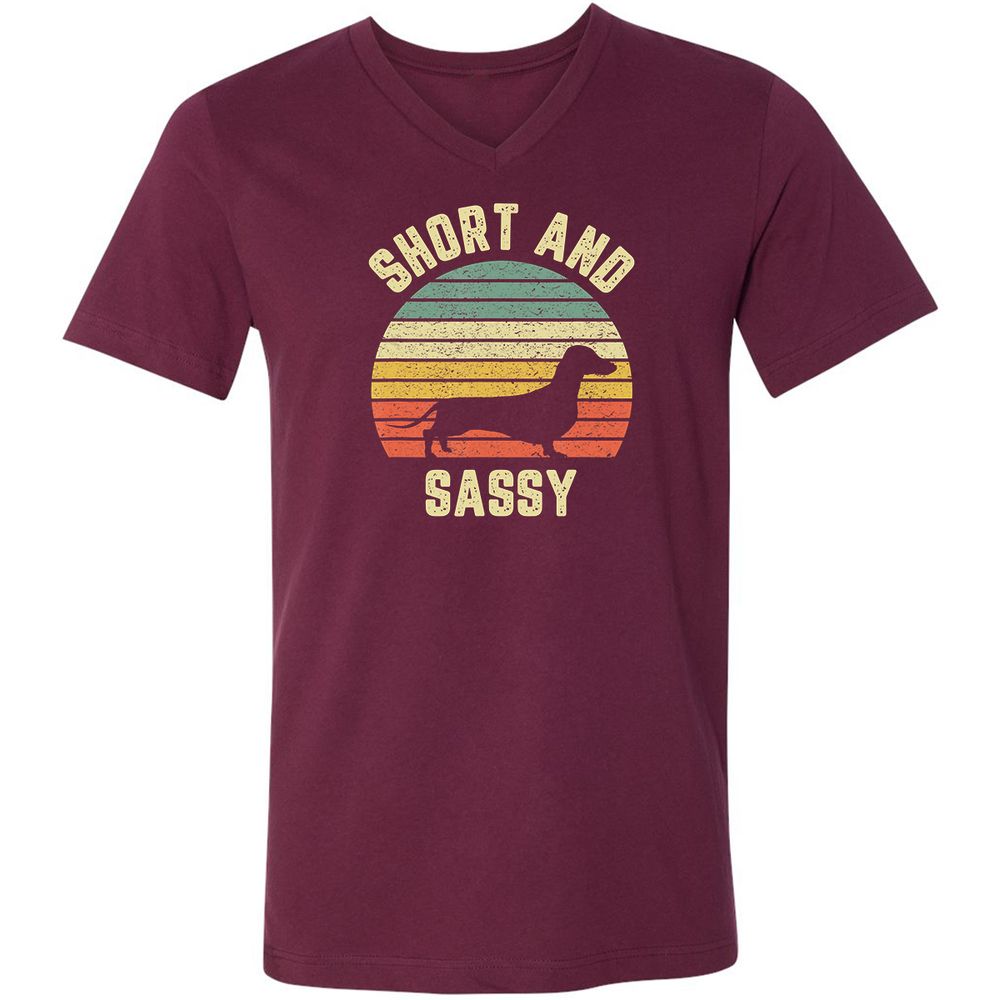 Unisex V-Neck T-Shirt - XU1HRA42 - Maroon - 6