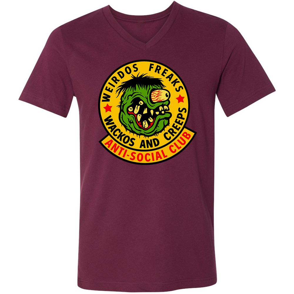 Unisex V-Neck T-Shirt - LLQJZC35 - Maroon - 6