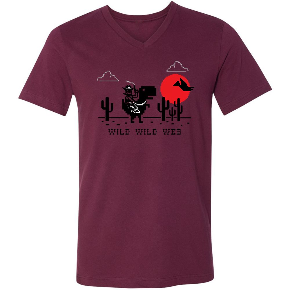 Unisex V-Neck T-Shirt - MFUMP5DT - Maroon - 6