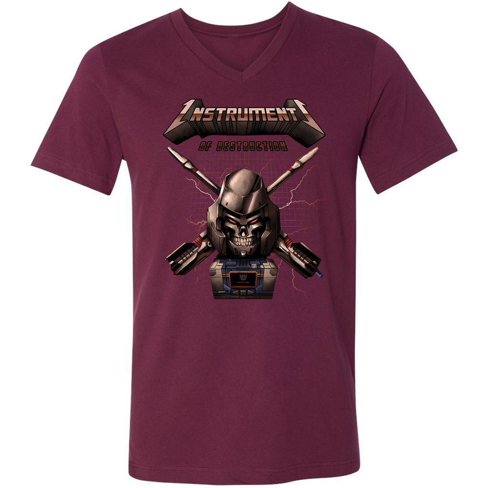 Unisex V-Neck T-Shirt - GJEAQVJM - Maroon - 6