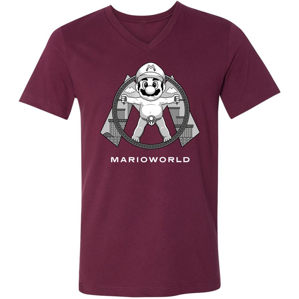 Unisex V-Neck T-Shirt - QM9CYN89 - Maroon - 6