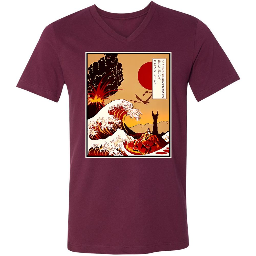 Unisex V-Neck T-Shirt - MB4WF3TR - Maroon - 6