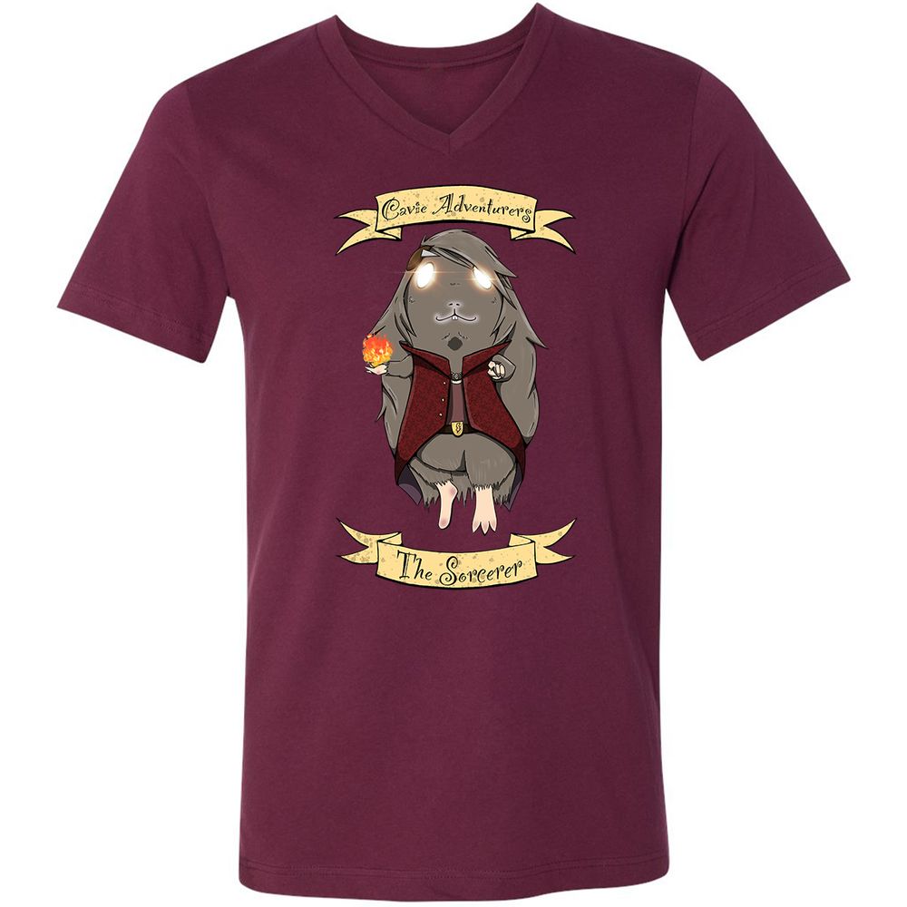 Unisex V-Neck T-Shirt - N9XC2CQV - Maroon - 6