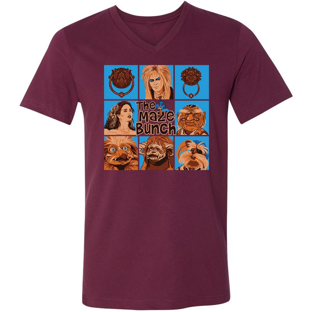 Unisex V-Neck T-Shirt - 4XBNXZZ5 - Maroon - 6