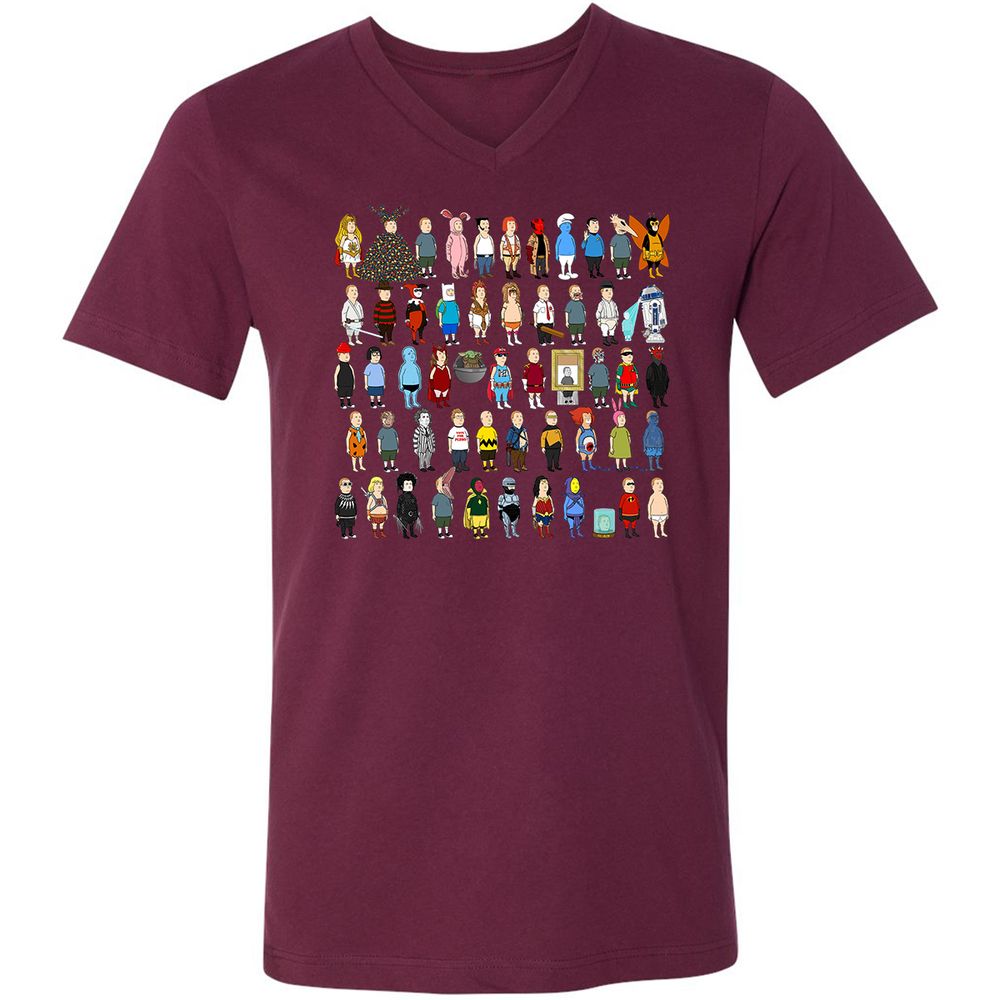 Unisex V-Neck T-Shirt - 7B8SC7PZ - Maroon - 6