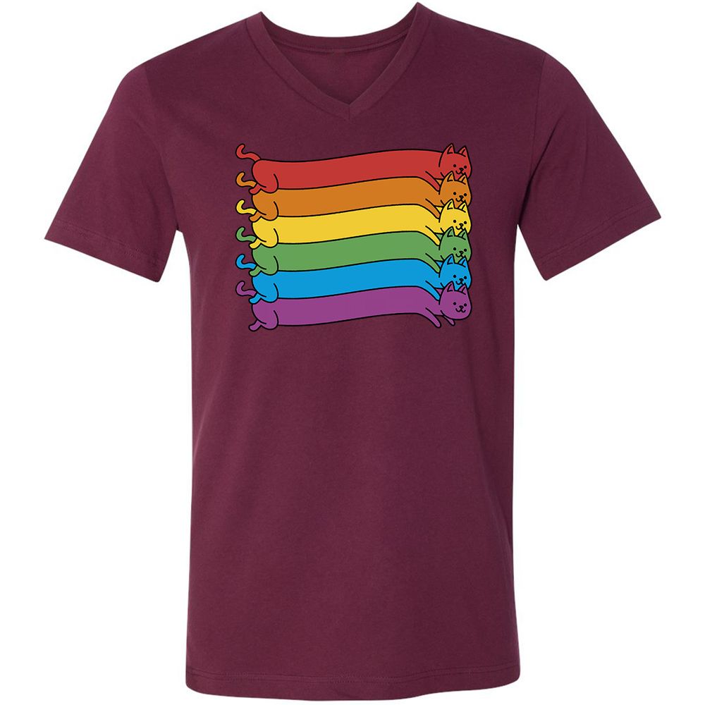 Unisex V-Neck T-Shirt - 6SH7MYTG - Maroon - 6