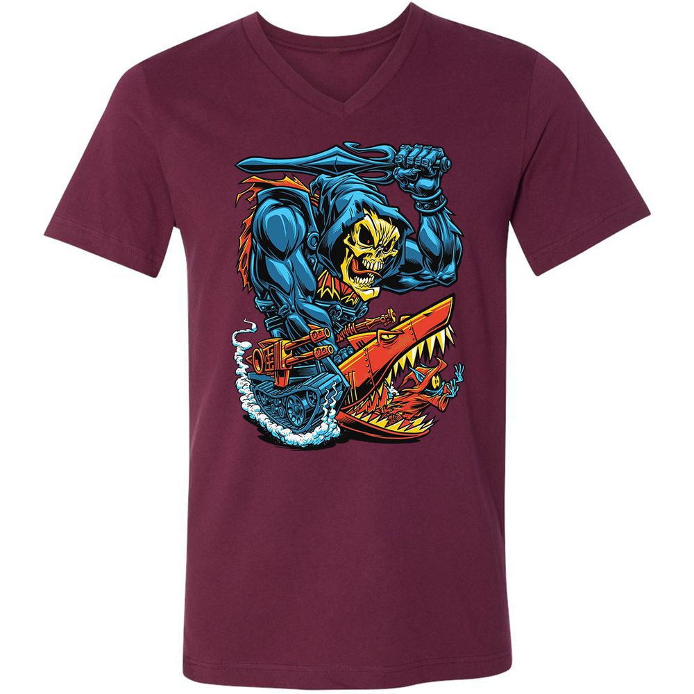 Unisex V-Neck T-Shirt - E6TL76YM - Maroon - 6