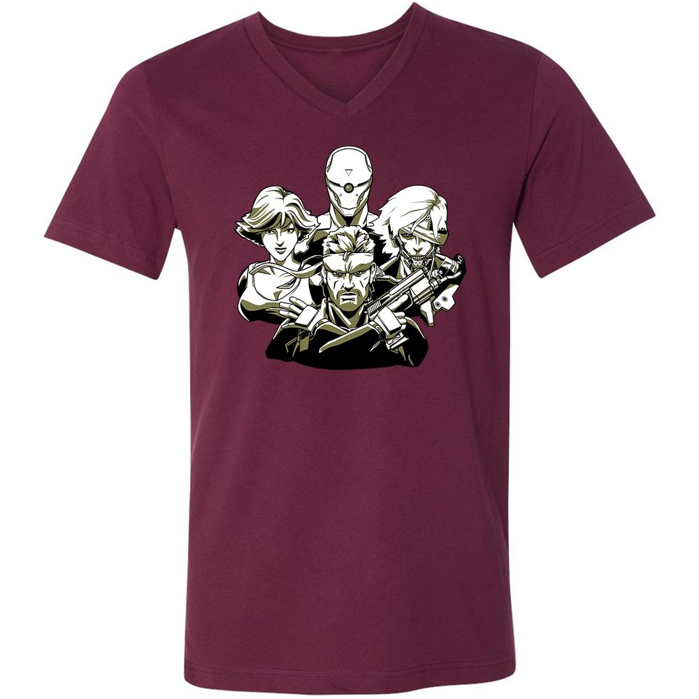 Unisex V-Neck T-Shirt - HHFRMT8S - Maroon - 6