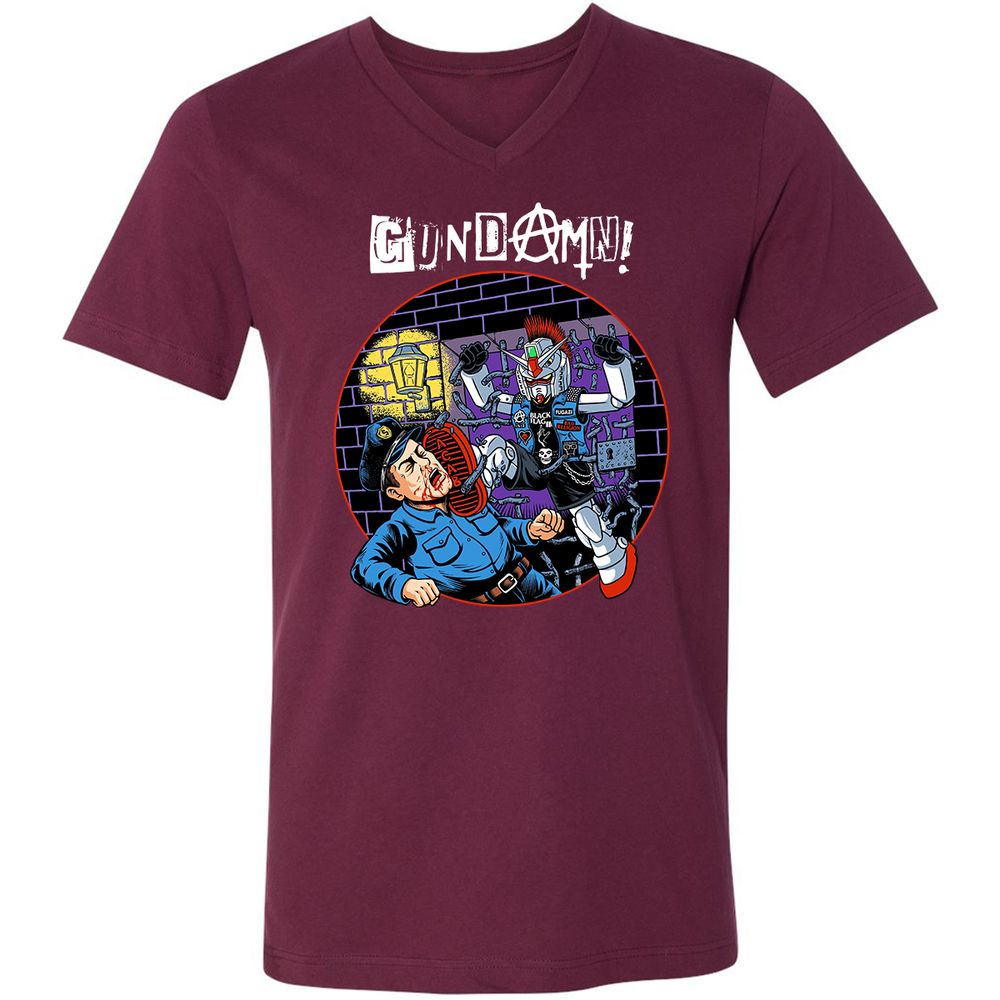 Unisex V-Neck T-Shirt - ZL4MBJFX - Maroon - 6