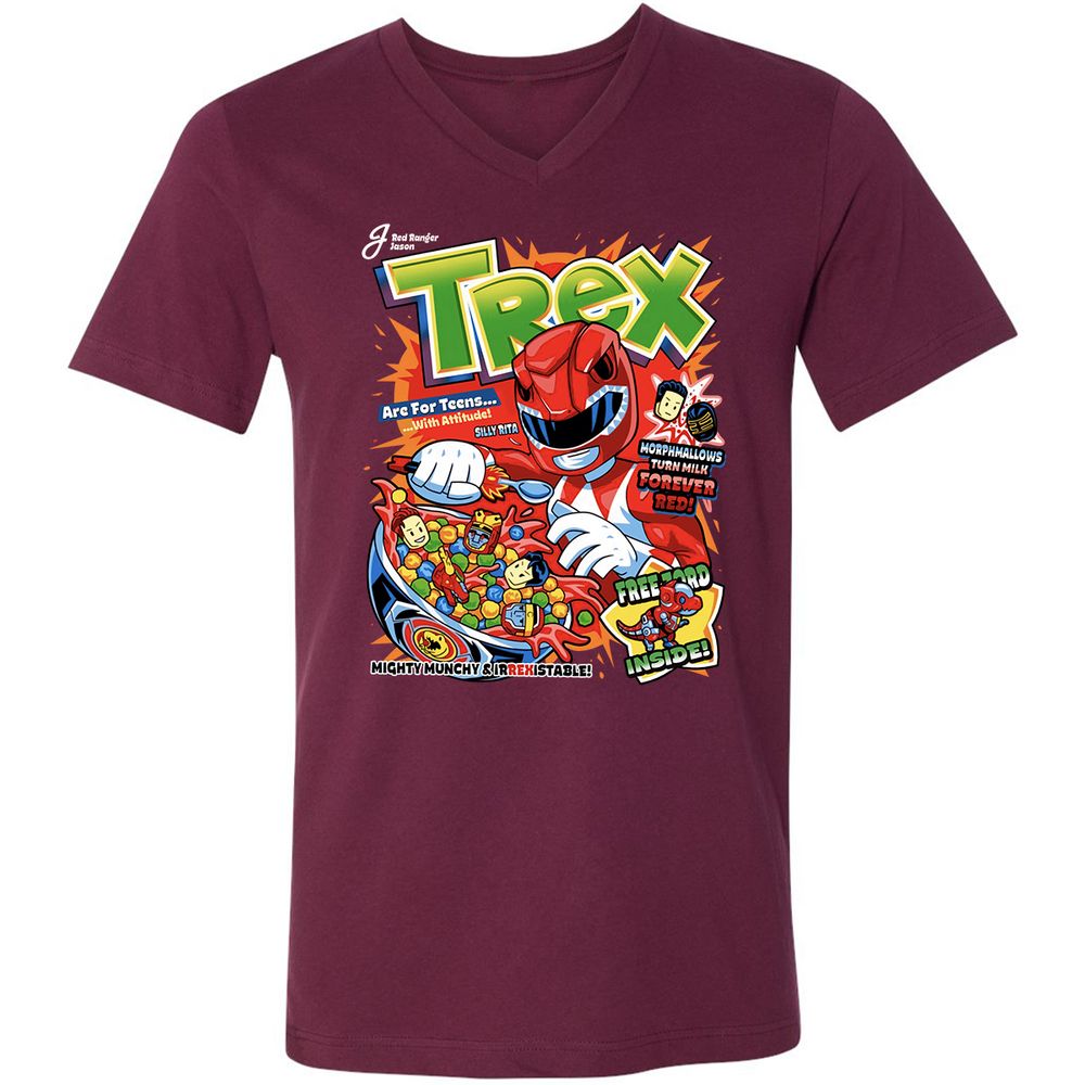 Unisex V-Neck T-Shirt - DKPFYQMS - Maroon - 6