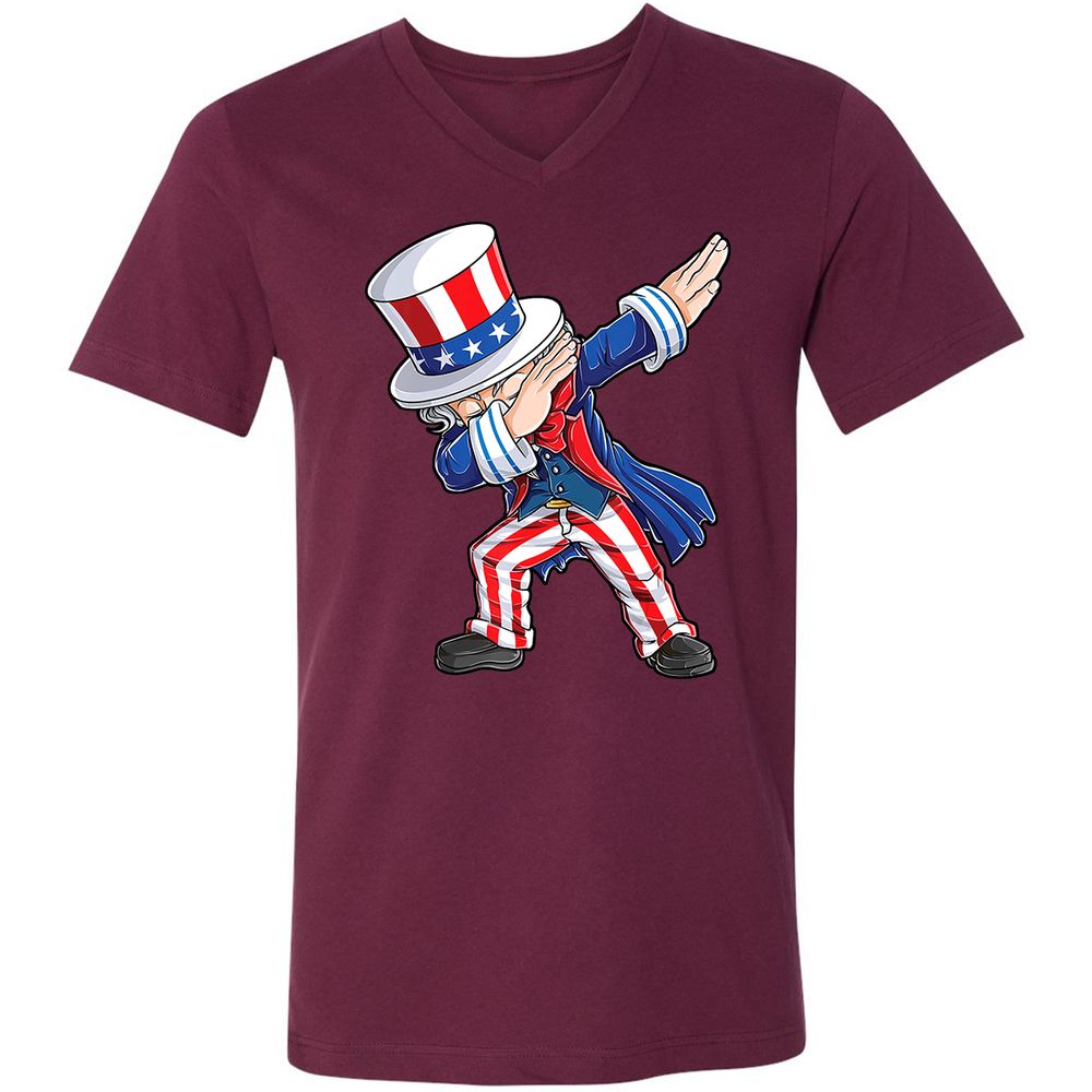 Unisex V-Neck T-Shirt - 9BWZB4LC - Maroon - 6