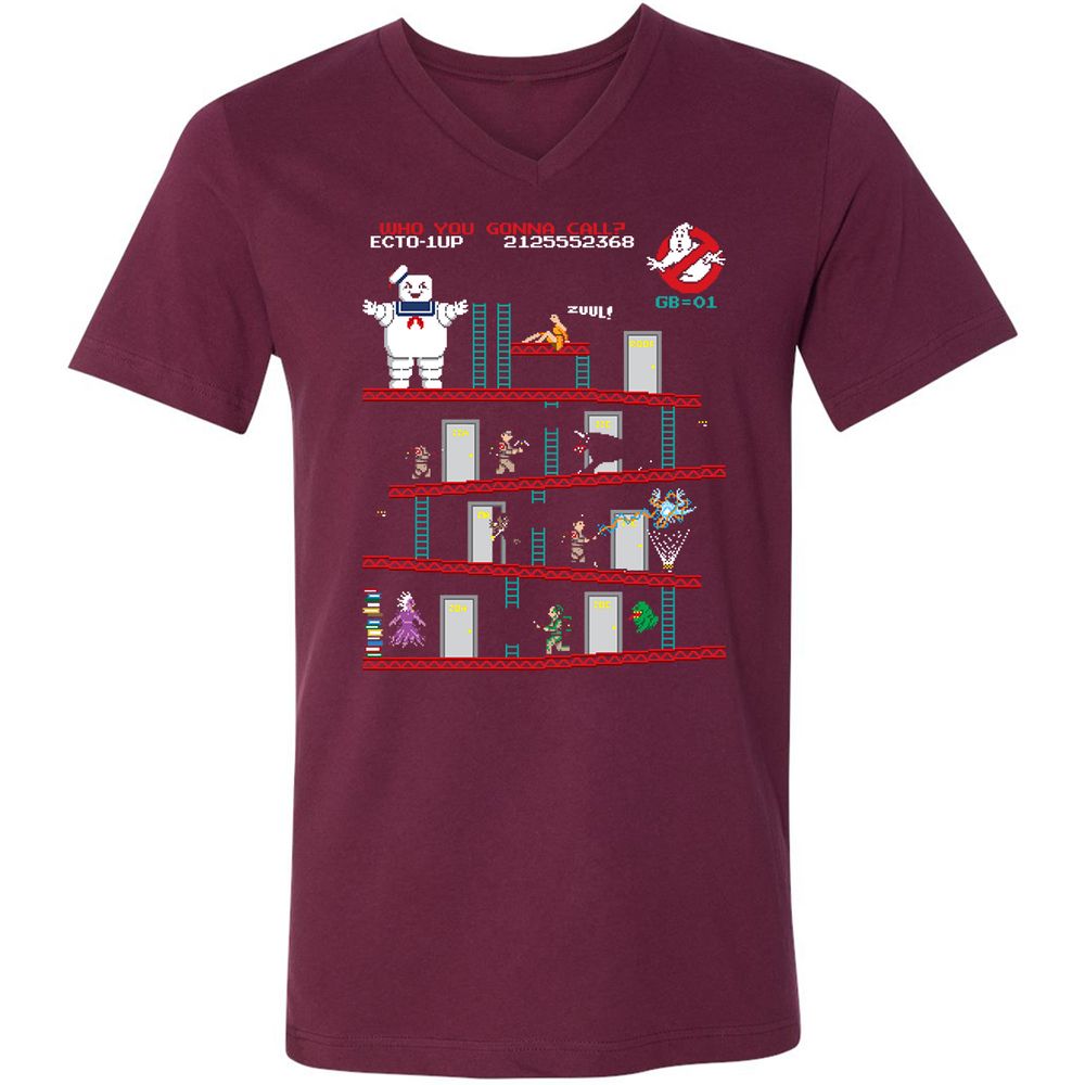 Unisex V-Neck T-Shirt - QUD3YU4T - Maroon - 6