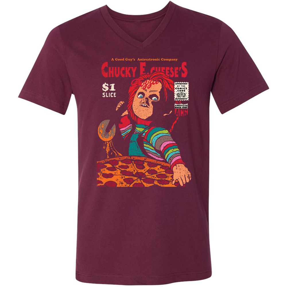 Unisex V-Neck T-Shirt - ZA5TBDM3 - Maroon - 6