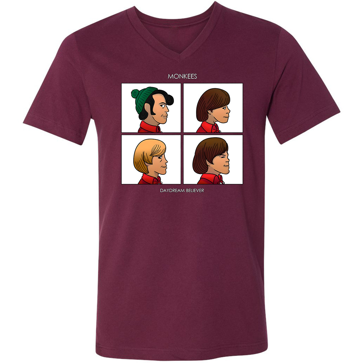 Unisex V-Neck T-Shirt - CM7UKVFY - Maroon - 6