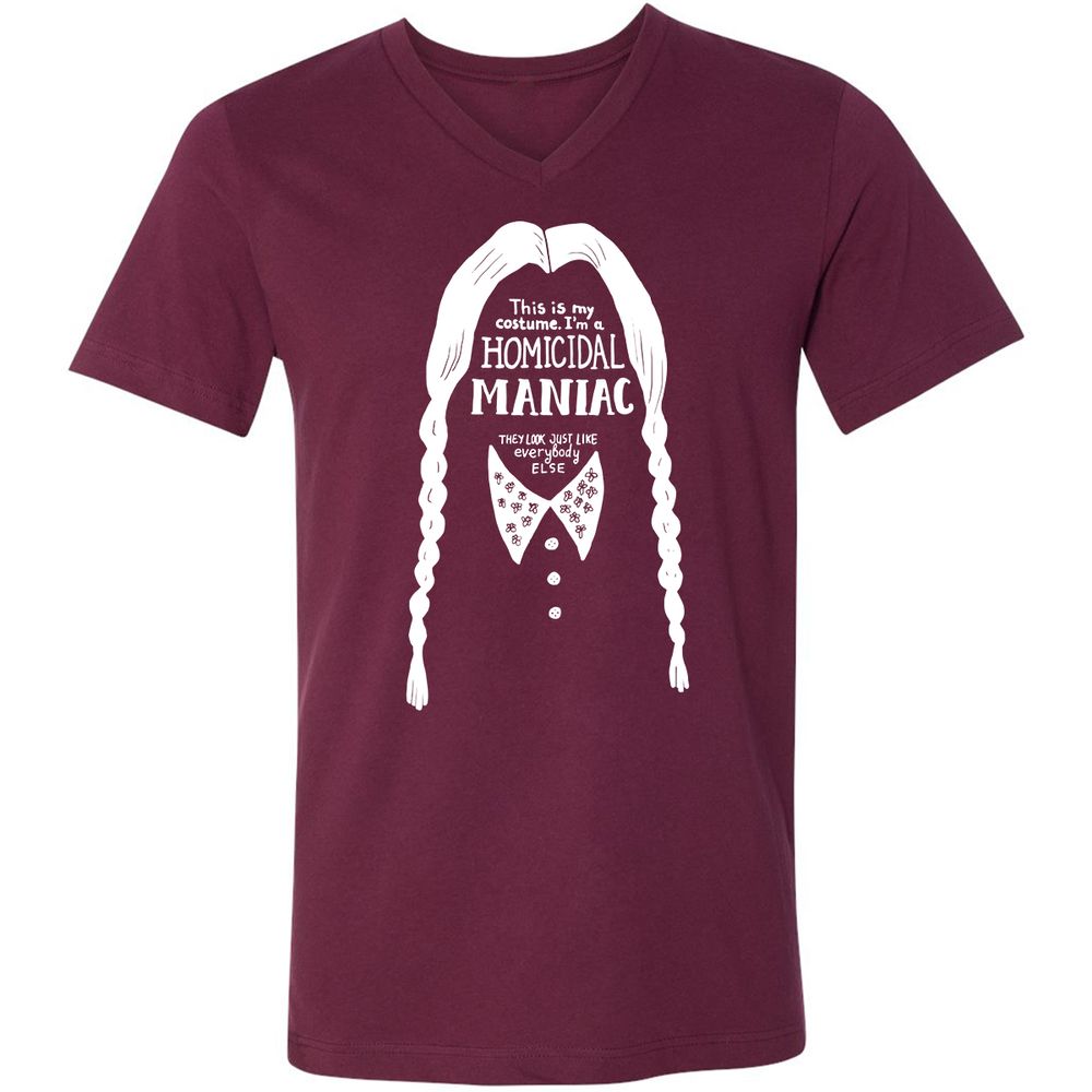 Unisex V-Neck T-Shirt - TSAJ5DW8 - Maroon - 6