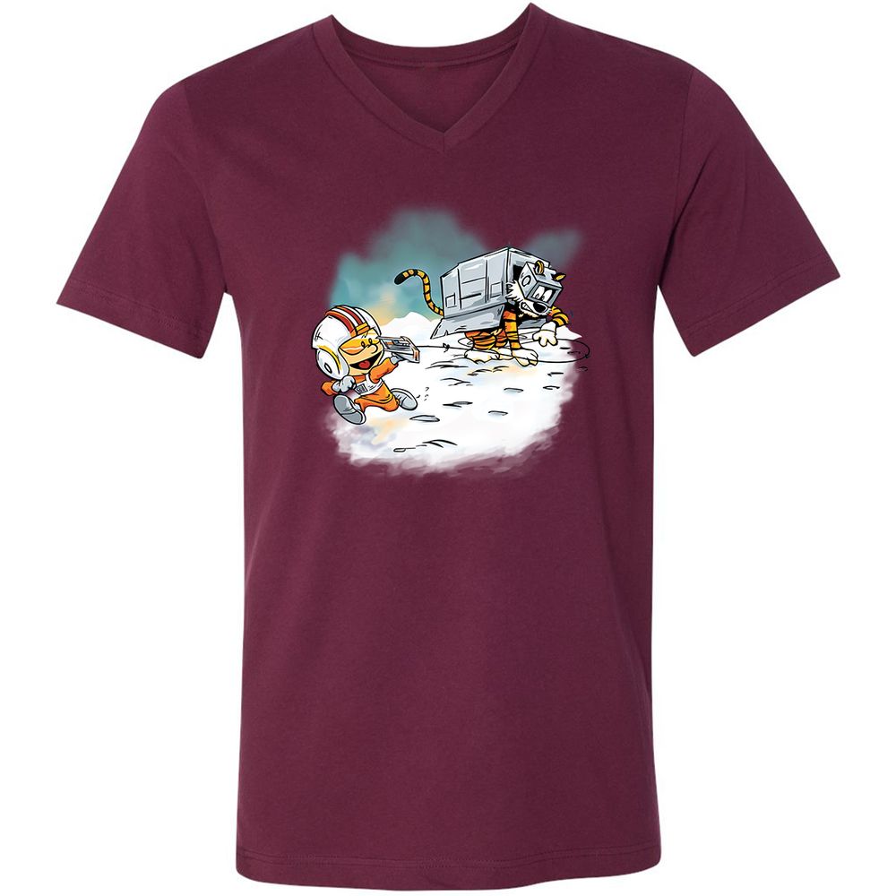 Unisex V-Neck T-Shirt - 8GXEC35N - Maroon - 6