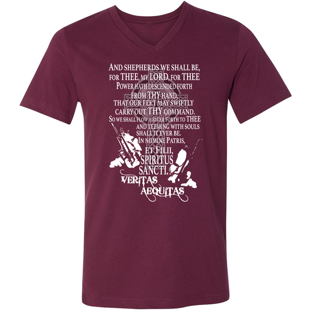 Unisex V-Neck T-Shirt - CAW5WKM2 - Maroon - 6