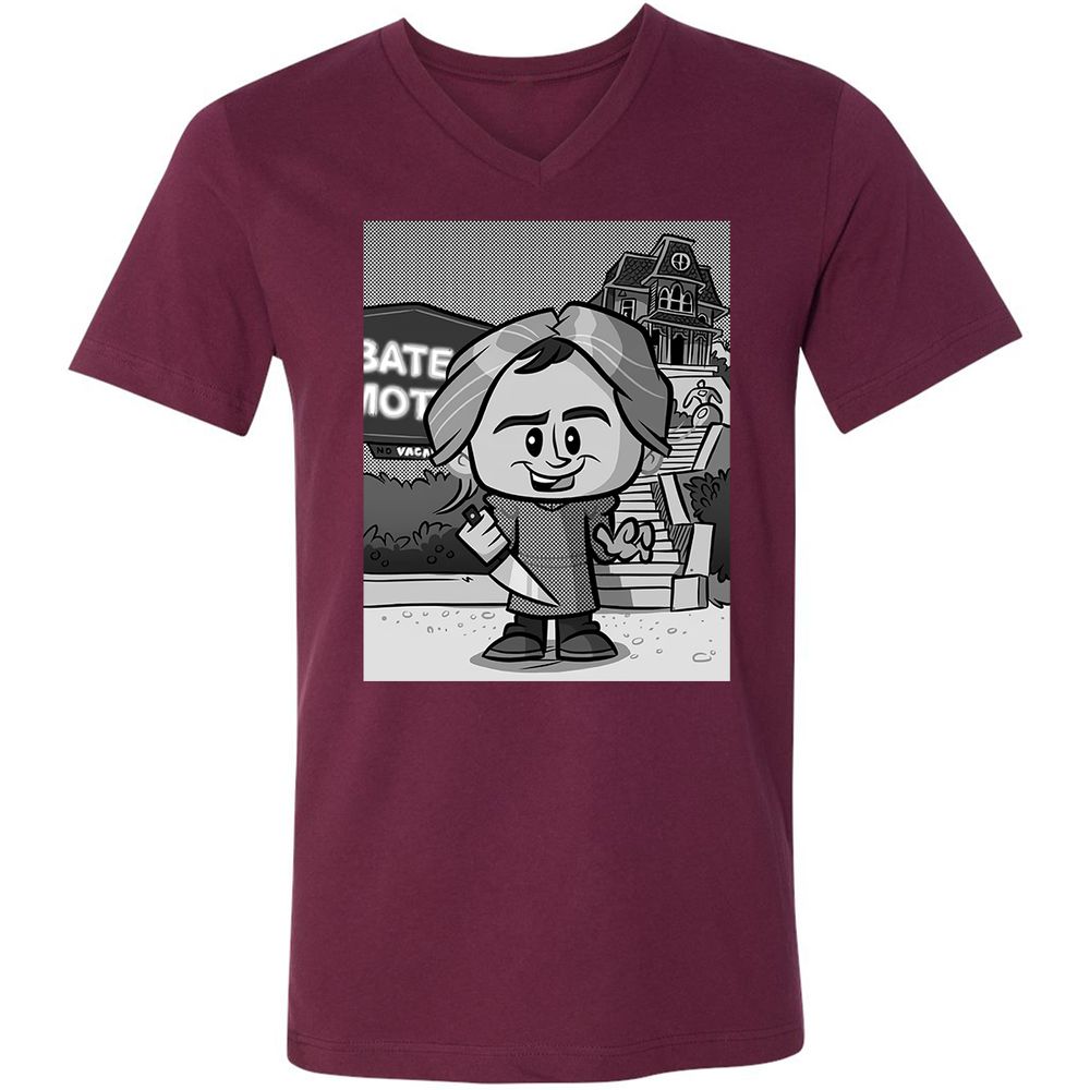 Unisex V-Neck T-Shirt - HRLF54QN - Maroon - 6