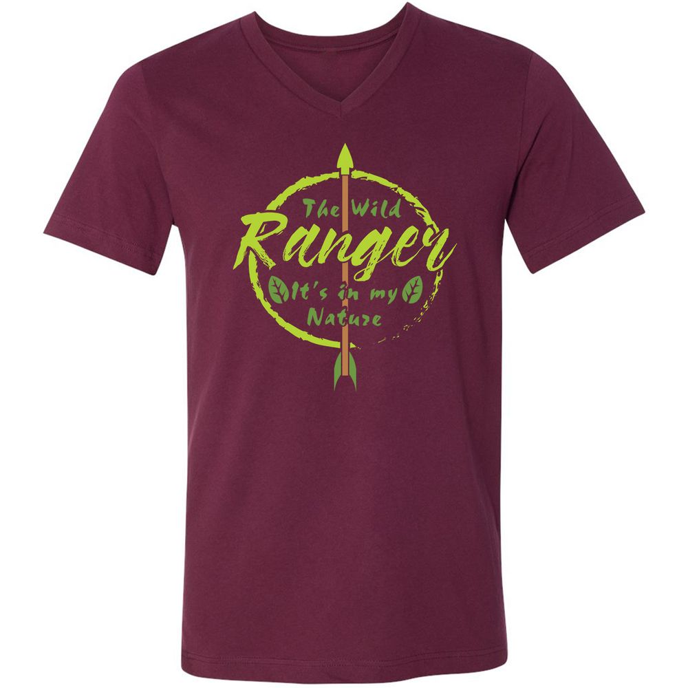 Unisex V-Neck T-Shirt - JHU3JDE3 - Maroon - 6