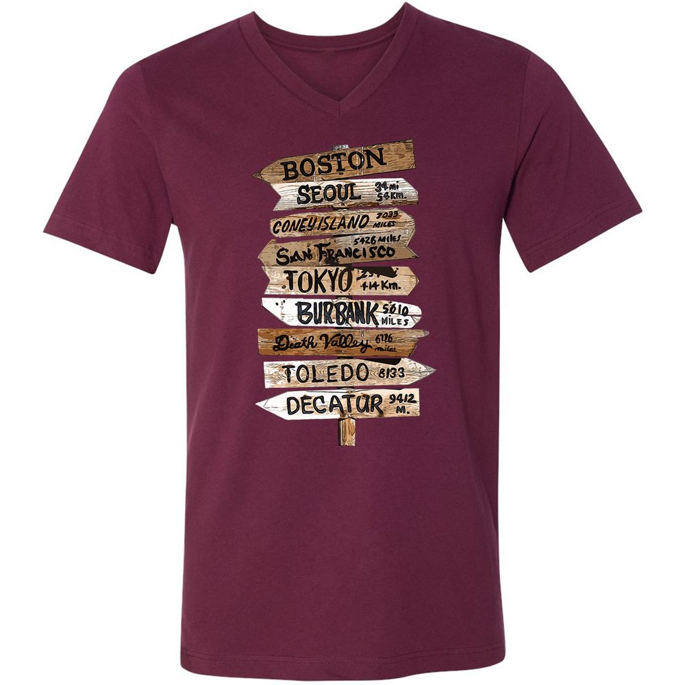 Unisex V-Neck T-Shirt - R1J24H31 - Maroon - 6