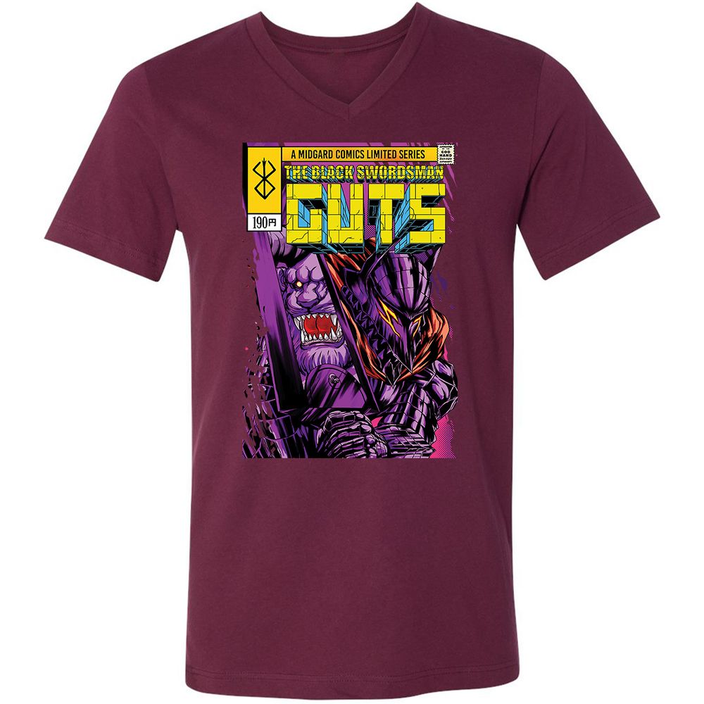 Unisex V-Neck T-Shirt - XUBMNVYS - Maroon - 6