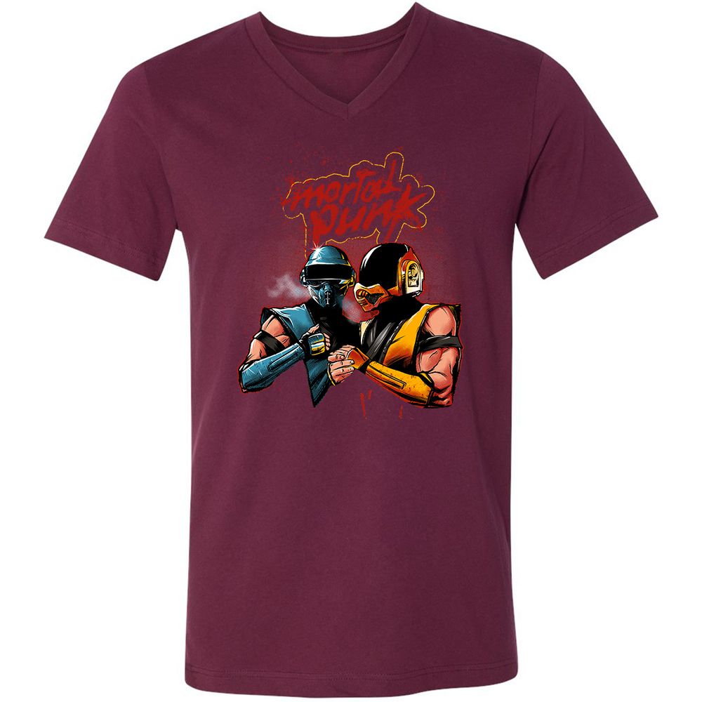 Unisex V-Neck T-Shirt - 4CFC43DX - Maroon - 6