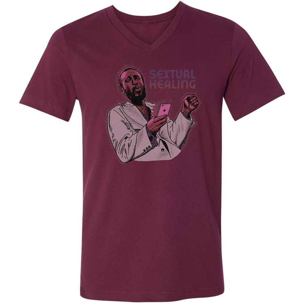 Unisex V-Neck T-Shirt - NC1REZ92 - Maroon - 6