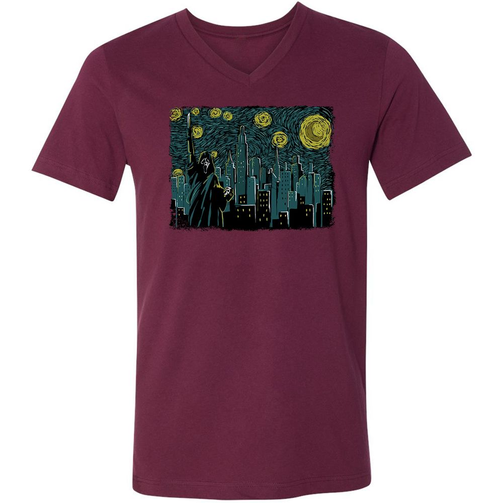 Unisex V-Neck T-Shirt - GDW94Q9B - Maroon - 6