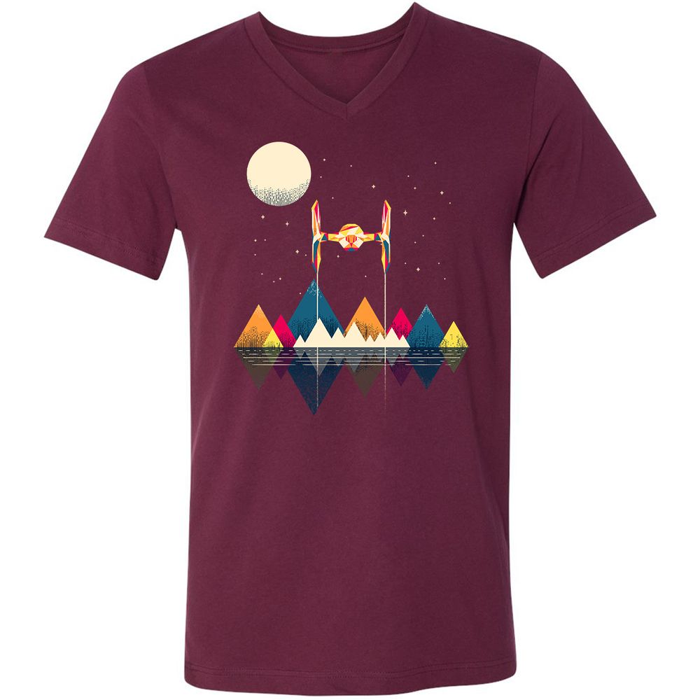 Unisex V-Neck T-Shirt - NPQAH1K7 - Maroon - 6