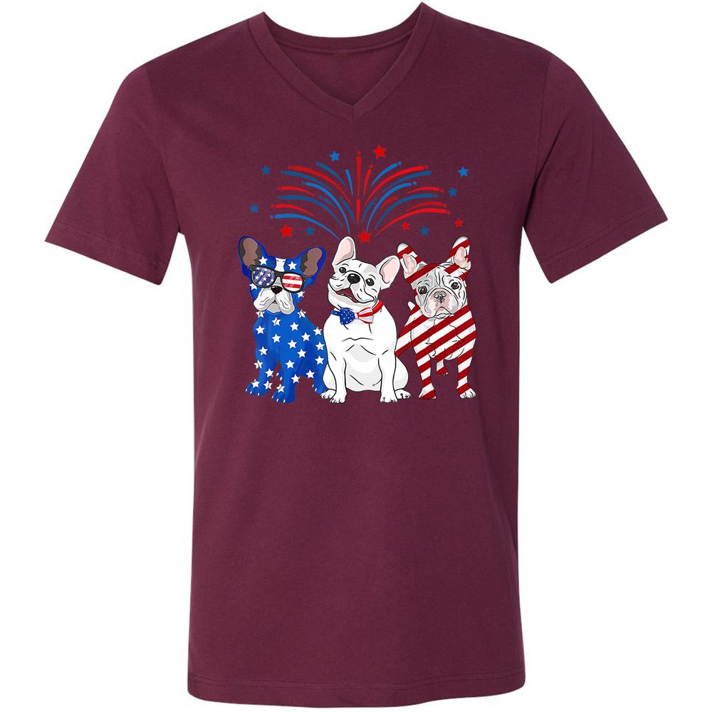 Unisex V-Neck T-Shirt - 35XKGDM8 - Maroon - 6