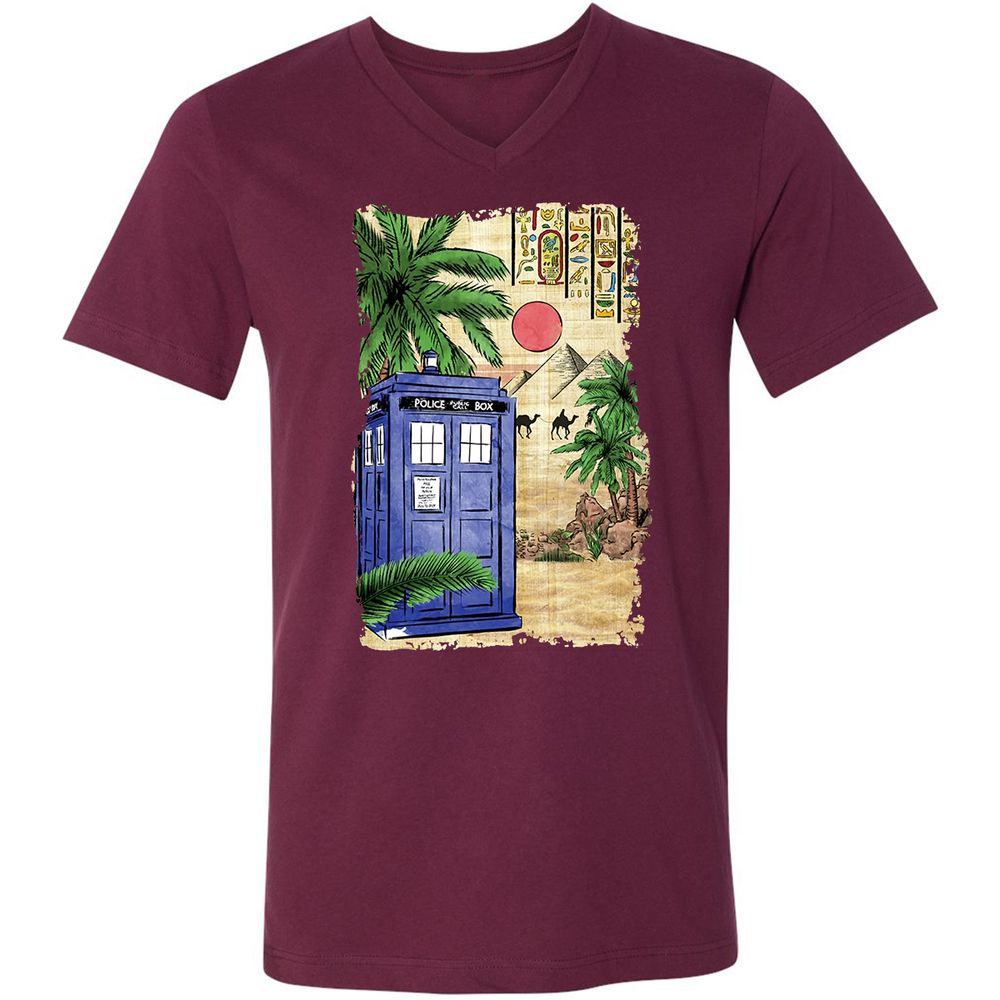 Unisex V-Neck T-Shirt - 5MP4BHL2 - Maroon - 6