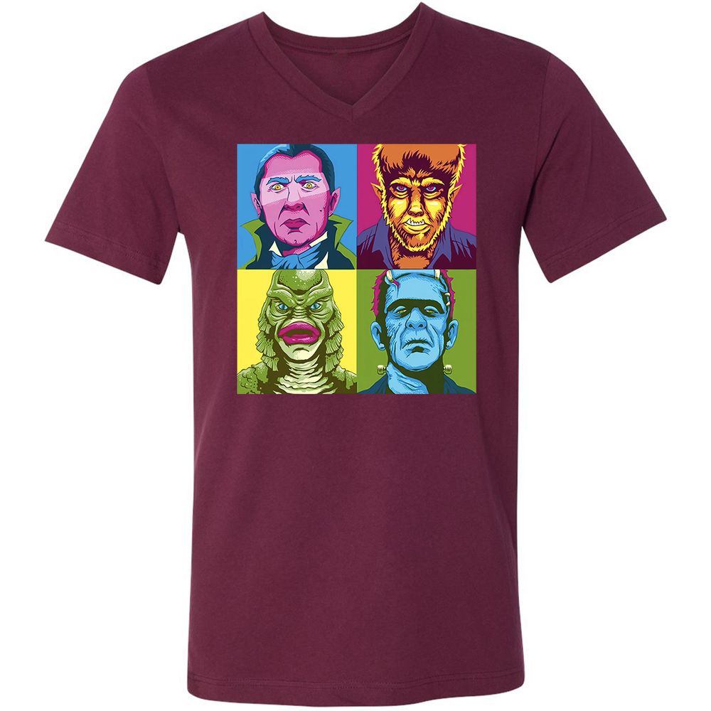 Unisex V-Neck T-Shirt - ZRGXUVQ5 - Maroon - 6