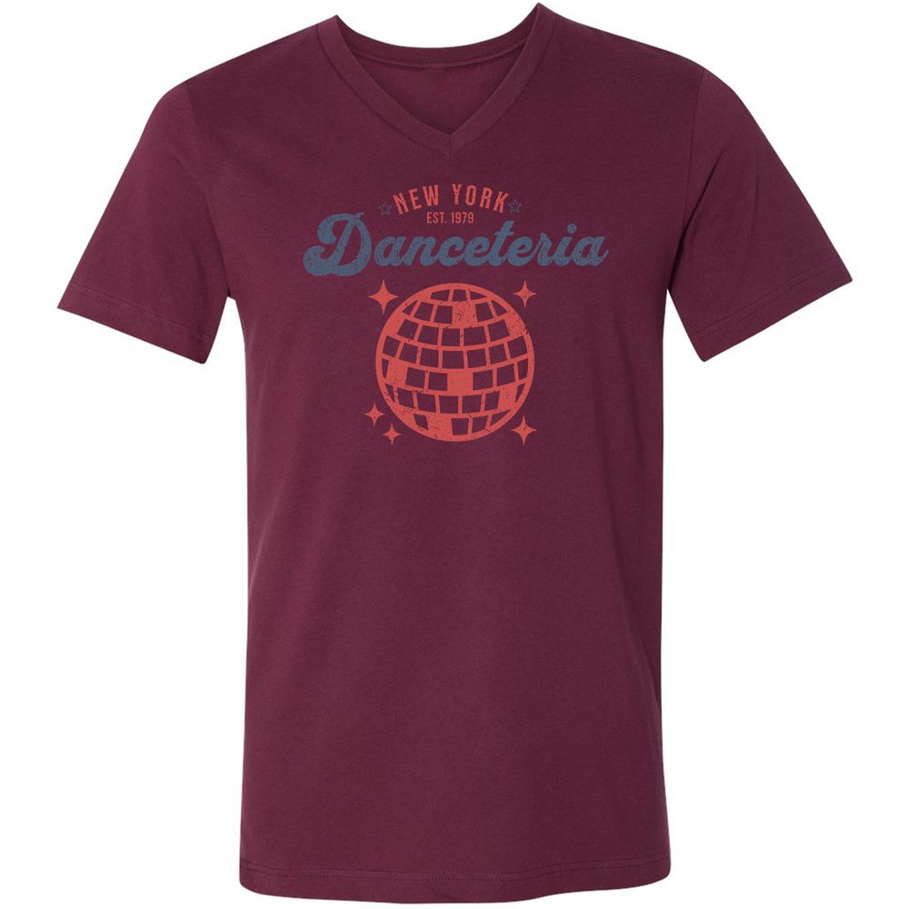 Unisex V-Neck T-Shirt - T9P6R5DM - Maroon - 6