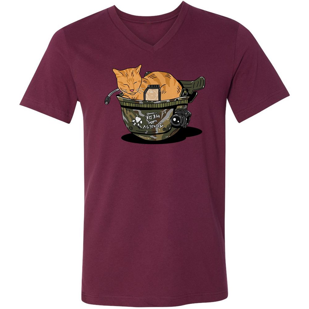 Unisex V-Neck T-Shirt - QDVGJKA6 - Maroon - 6