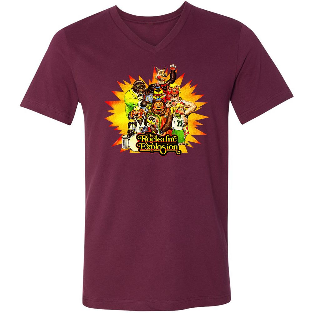 Unisex V-Neck T-Shirt - 47FPCENQ - Maroon - 6