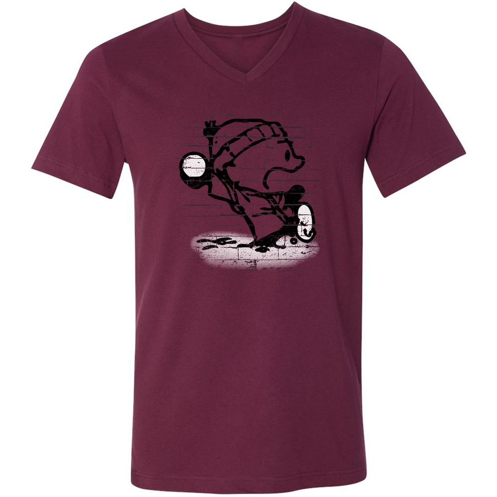 Unisex V-Neck T-Shirt - WAQWTSGZ - Maroon - 6