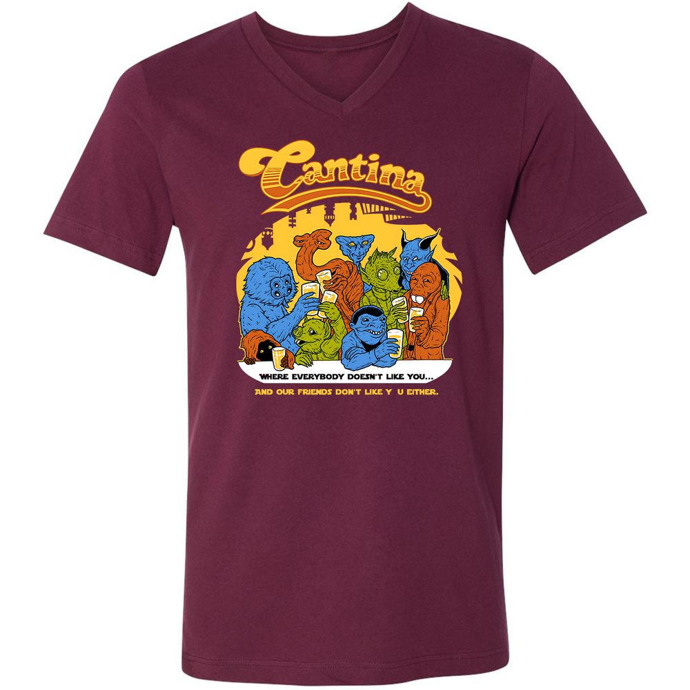 Unisex V-Neck T-Shirt - 1UCVQ2JX - Maroon - 6