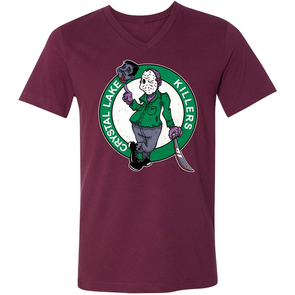 Unisex V-Neck T-Shirt - ADLVUVR4 - Maroon - 6