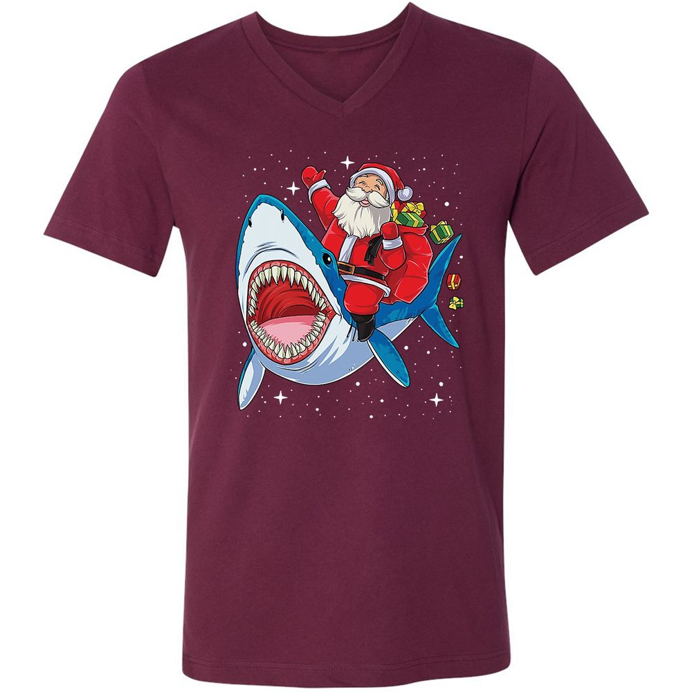 Unisex V-Neck T-Shirt - QE6P68LP - Maroon - 6