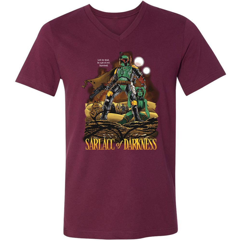 Unisex V-Neck T-Shirt - 91G6G2RL - Maroon - 6