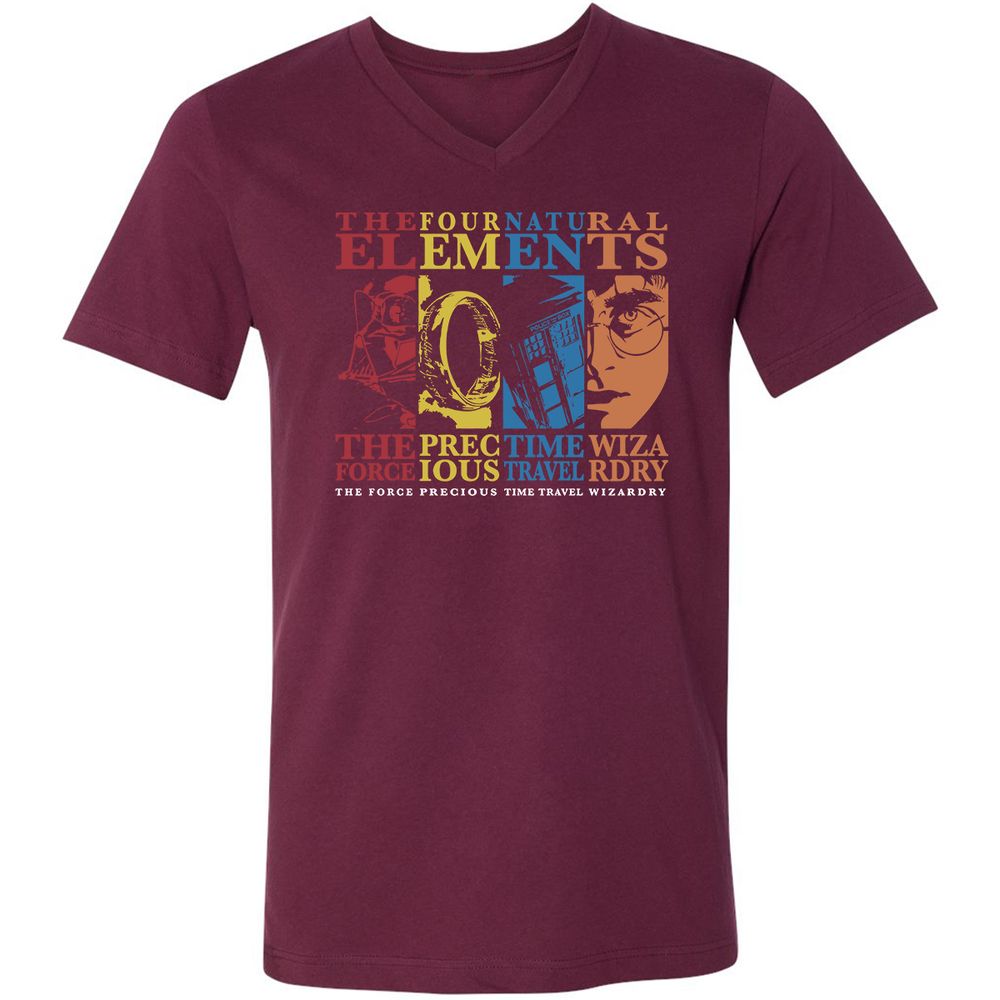 Unisex V-Neck T-Shirt - 197S5HRM - Maroon - 6