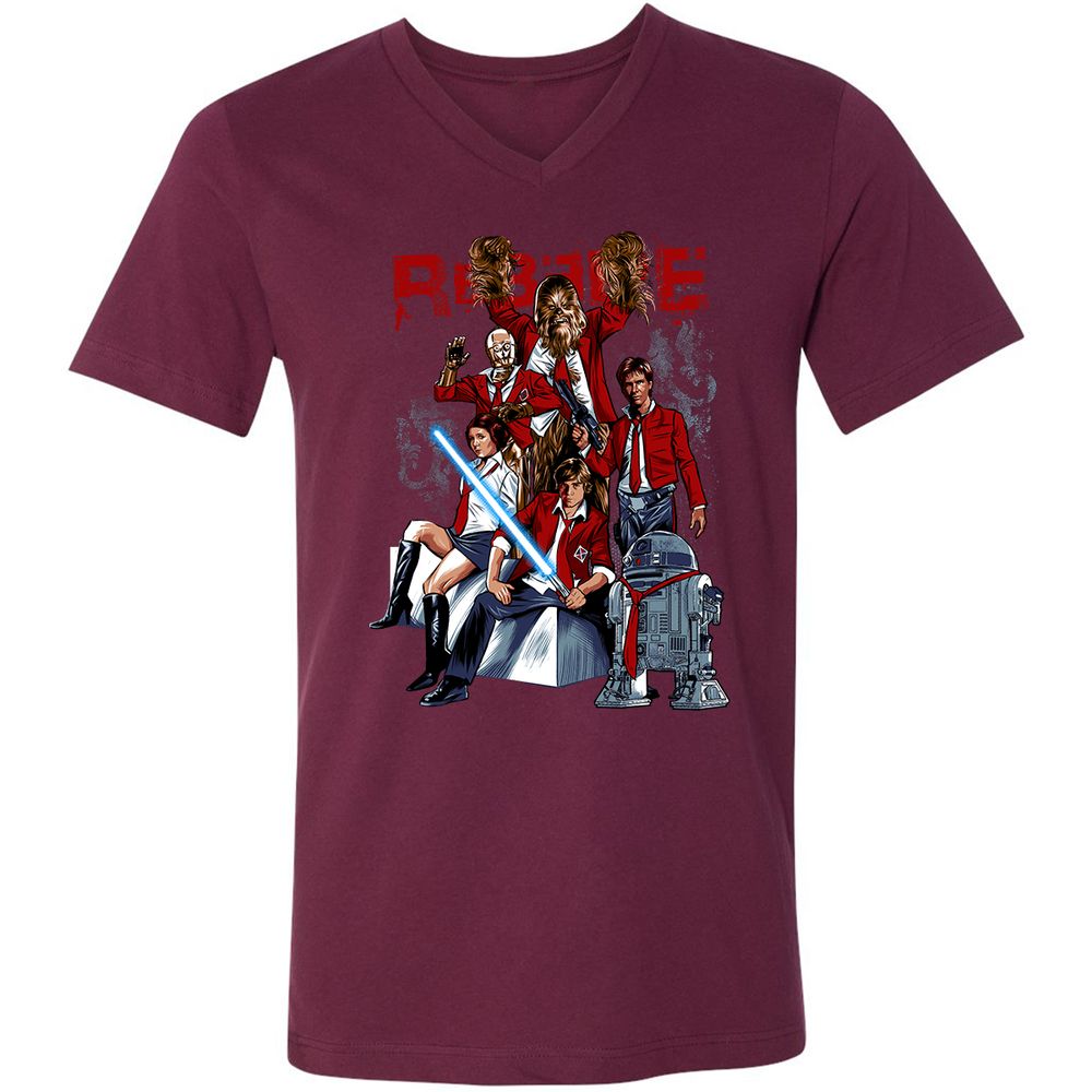 Unisex V-Neck T-Shirt - 45E5A412 - Maroon - 6