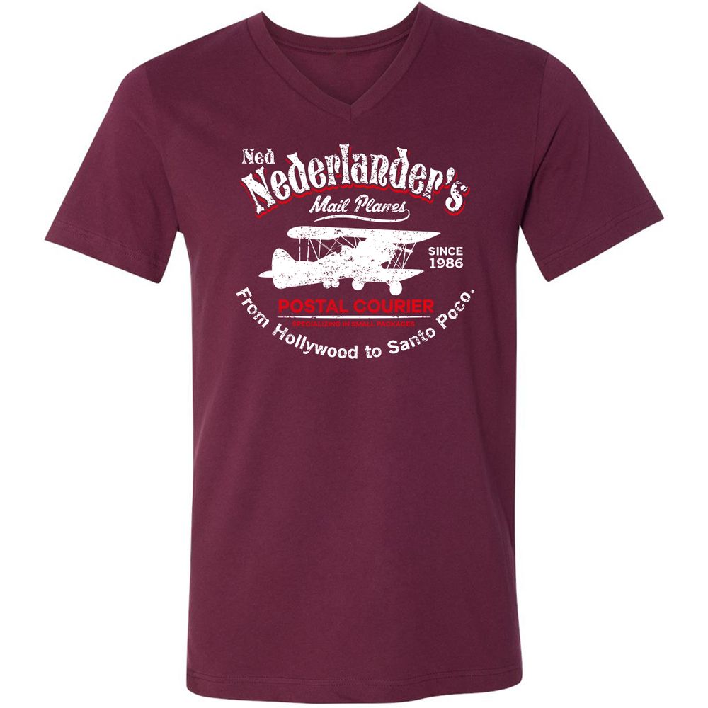 Unisex V-Neck T-Shirt - KGC3GPL1 - Maroon - 6