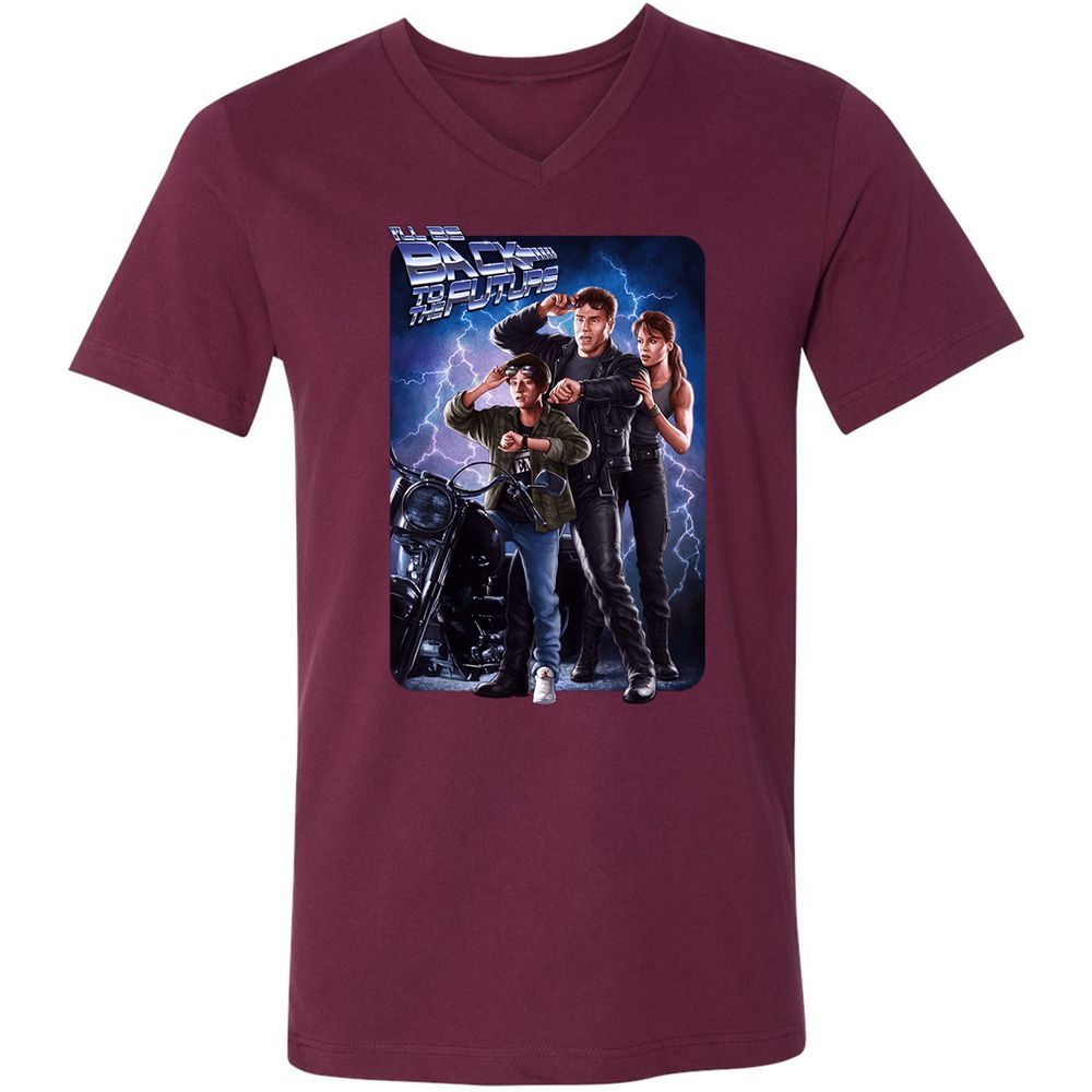 Unisex V-Neck T-Shirt - YSJ39X3Y - Maroon - 6